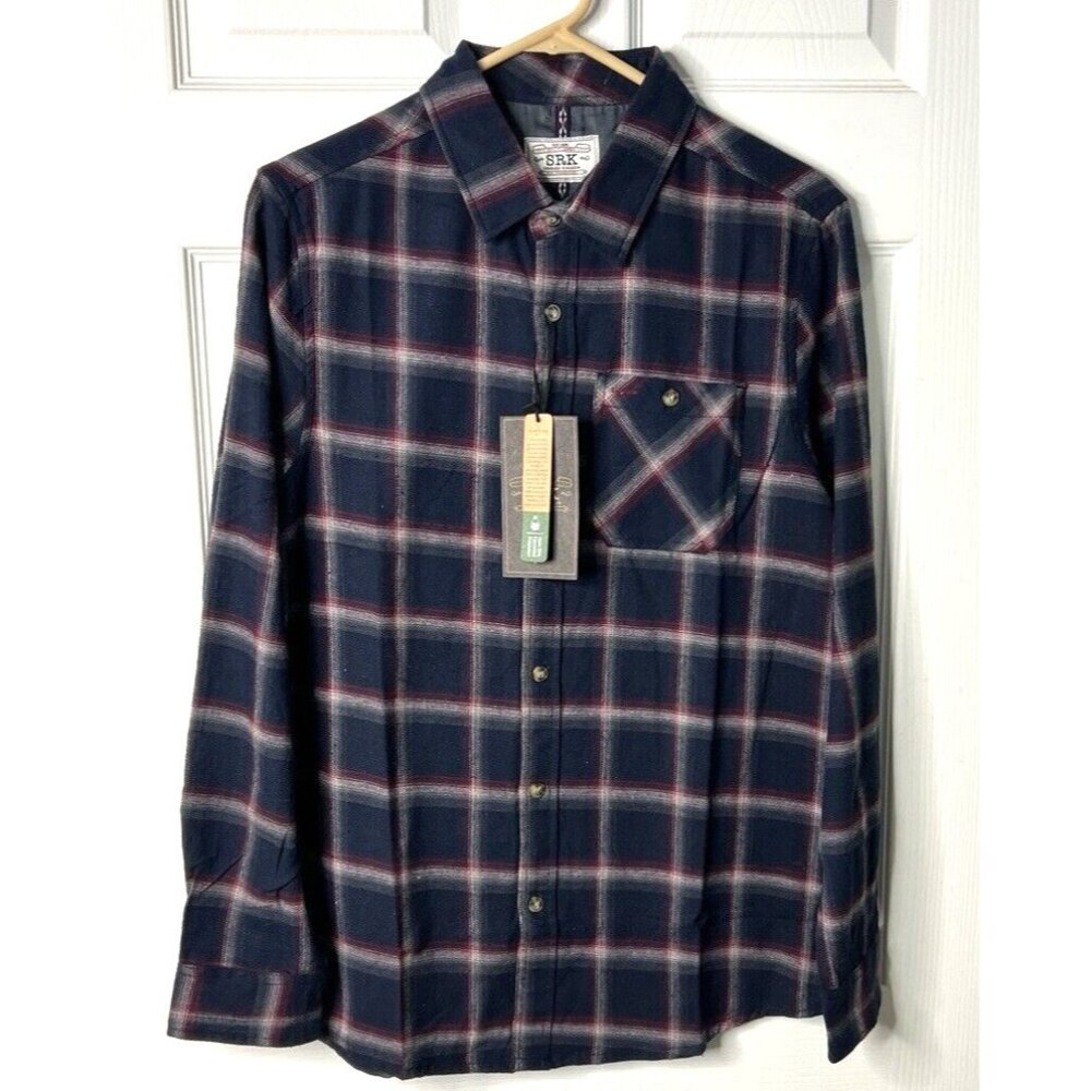 Sunrise Kingdom Navy/Burgundy Flannel Shirt - Button-Up - Size Small - NWT